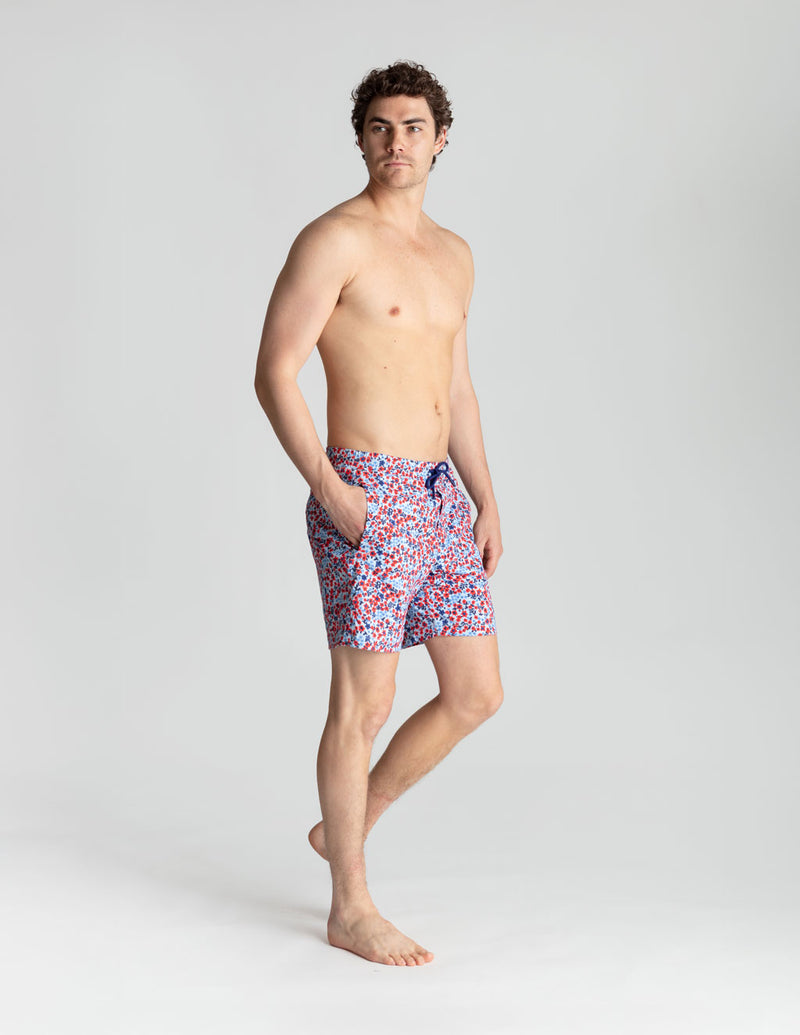 Swim Shorts - Blue &amp; Red Flower (Yachtstock '77)