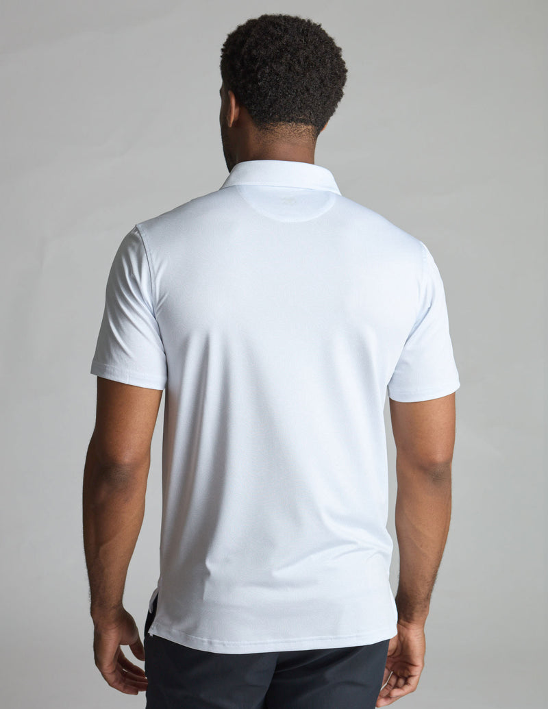 NoFlop Golf Polo - White &amp; Green Topo (The Arnold Palm Squeezer)