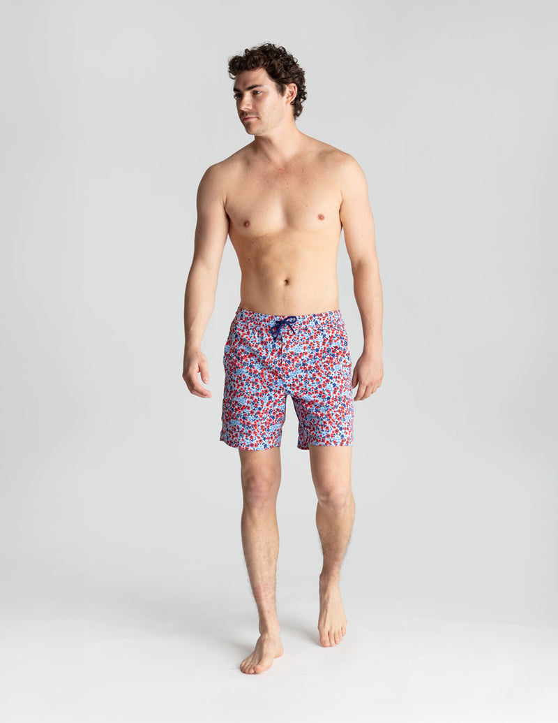 Swim Shorts - Blue &amp; Red Flower (Yachtstock '77)