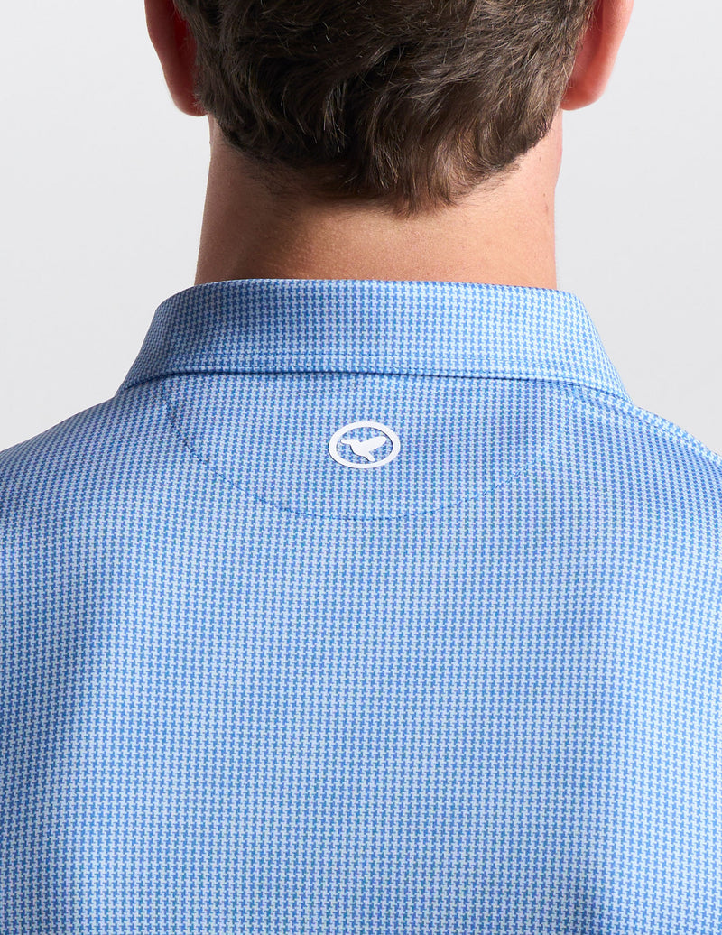 NoFlop Golf Polo - Blue Houndstooth (The Diplomat)