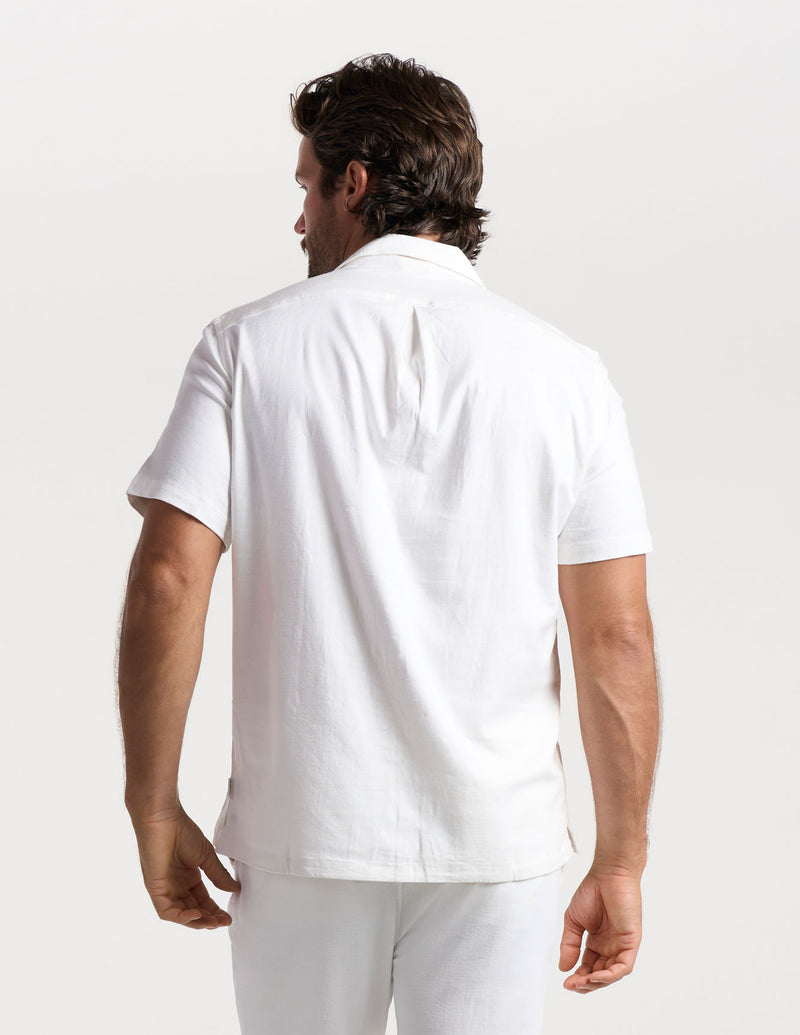 Tech Linen Camp Collar - White (The Slow Burn)