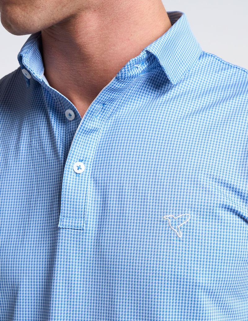 NoFlop Golf Polo - Blue Houndstooth (The Diplomat)